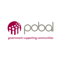 Pobal logo in purple/wine and grey text.